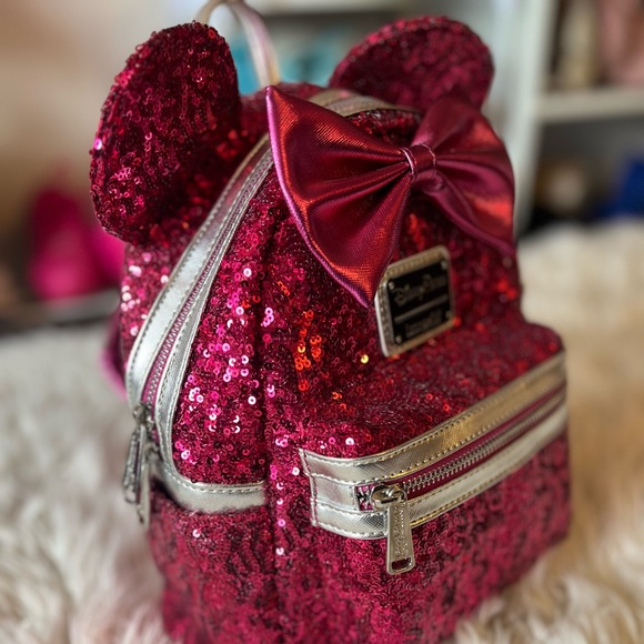 Disney pink sparkle backpack purse. Used once. - Picture 2 of 5